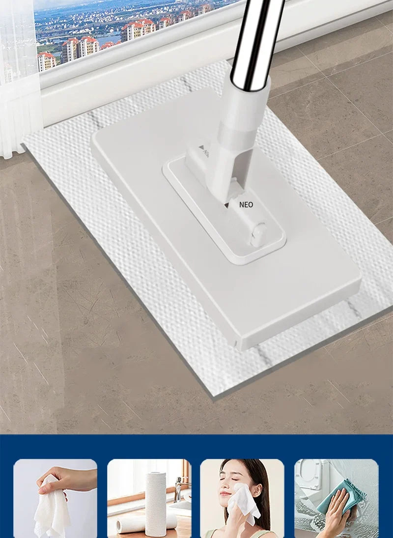 Reusable Dust Mop for Floor Cleaning Automatic Clamping Mop Clamp 100cm Wiper Floor Household Cleaning Cloths for Dust Removal
