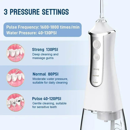 300ml USB Rechargeable Water Flosser Portable Dental Irrigator with 5 Nozzles 3 Modes dental accessories resina para dientes