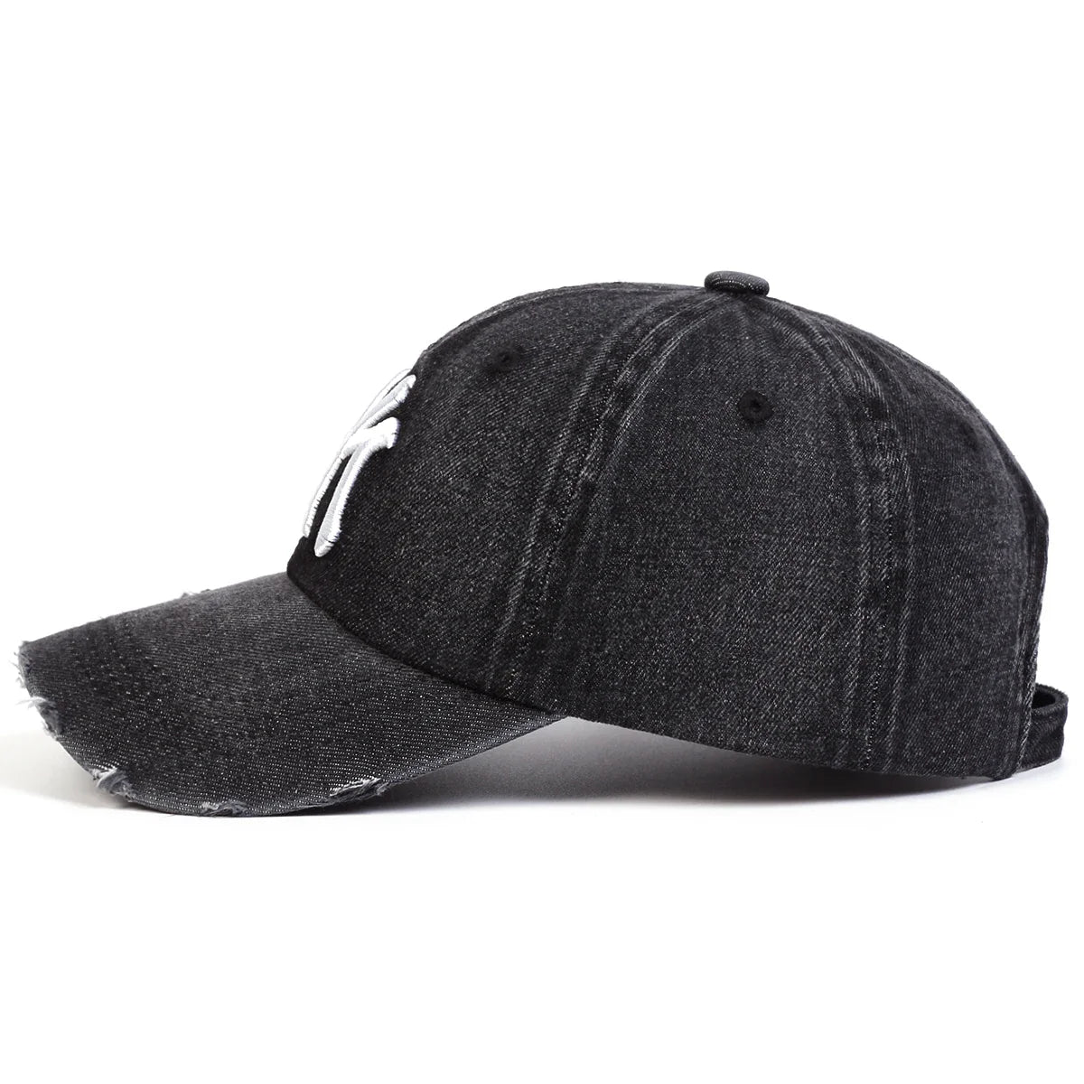 Unisex Letter Embroidery Hole Denim Baseball Caps Spring Autumn Outdoor Adjustable Casual Hats Sunscreen Hat
