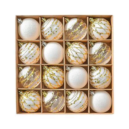 16PCs/Box 6cm Shiny Glitter Christmas Ball Ornaments Shatterproof Christmas Tree Hanging Ornaments Pendants Party Decorations
