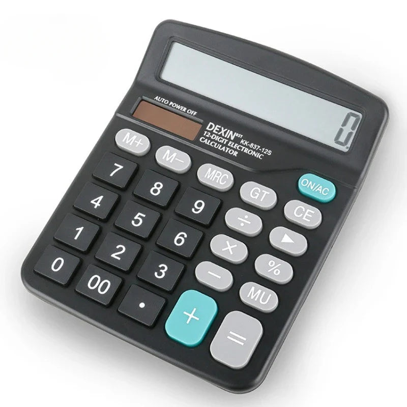 12-Digit Large LCD Display Calculator Financial Accounting Office Calculator with Solar & Battery Dual Power