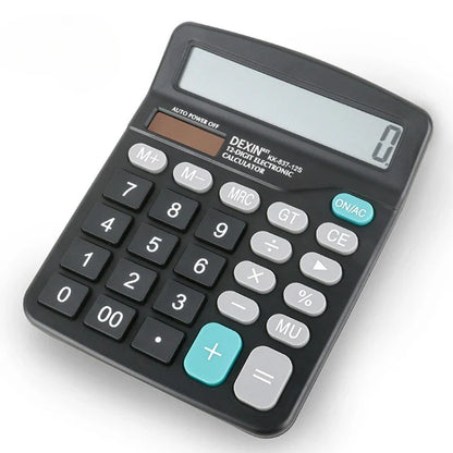 12-Digit Large LCD Display Calculator Financial Accounting Office Calculator with Solar & Battery Dual Power