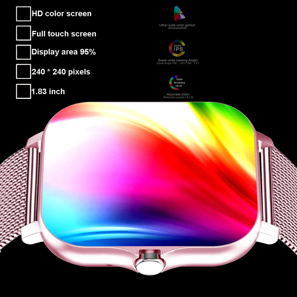 1.83'' Waterproof Smart Watch with Message Answer Call Sleep Monitoring Sports Pedometer Information Alerts For iPhone Android