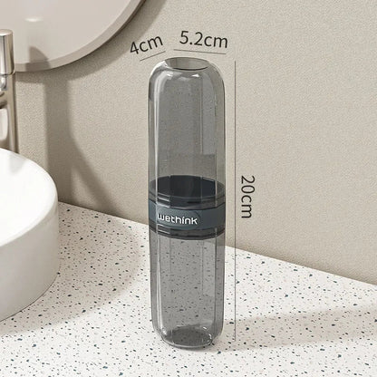 Portable Clear Toothbrush Travel Case, Hard Shell All-in-One Organizer for Business Trips Gym & Commute, Hygienic Secure Design
