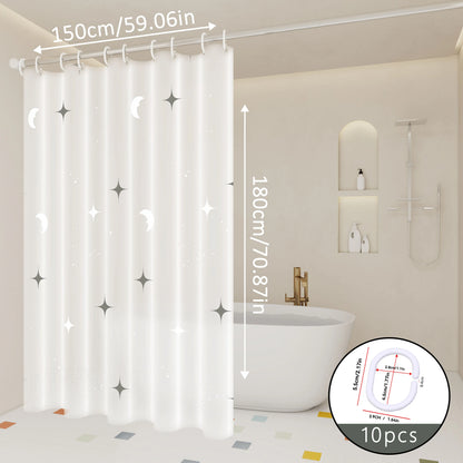 Dreamy Star and Moon Galaxy Shower Curtain, Bathroom Partition Curtain, Starlight Twinkling Like Crushed Diamonds, It Feels Like Stepping into a Magical Realm of Stars and Moon When Taking a Bath