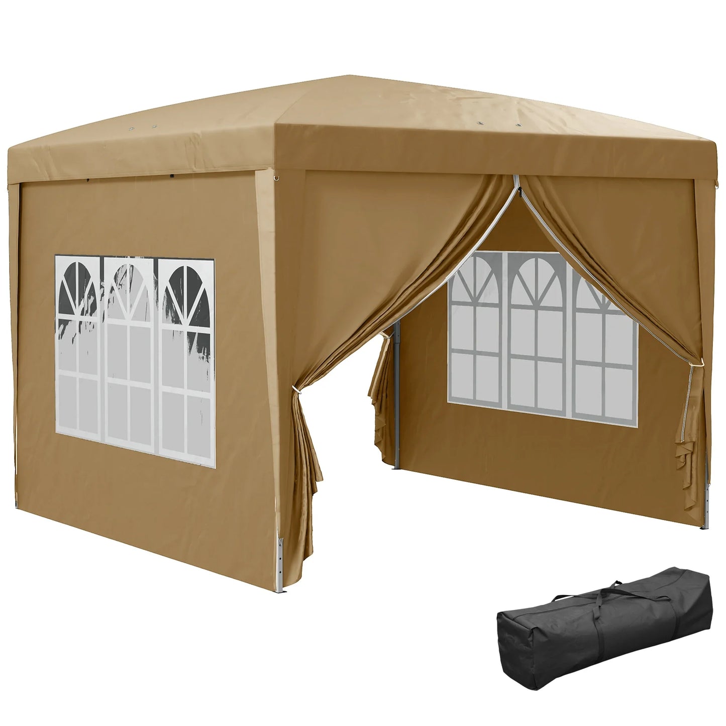Outsunny 3 x 3(m) Pop Up Gazebo, Water and UV Resistant Party Tent Camping Canopy Marquee with  Carry Bag, Black