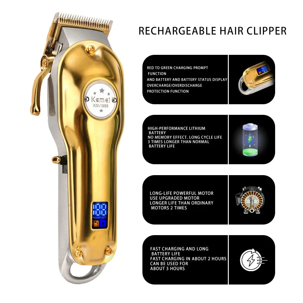 Kemei KM-1986 Or Blade Hair Trimmer For Men Trimmer Professional Hair Clipper Electric Razor Rechargeable Hair Cutting Machine