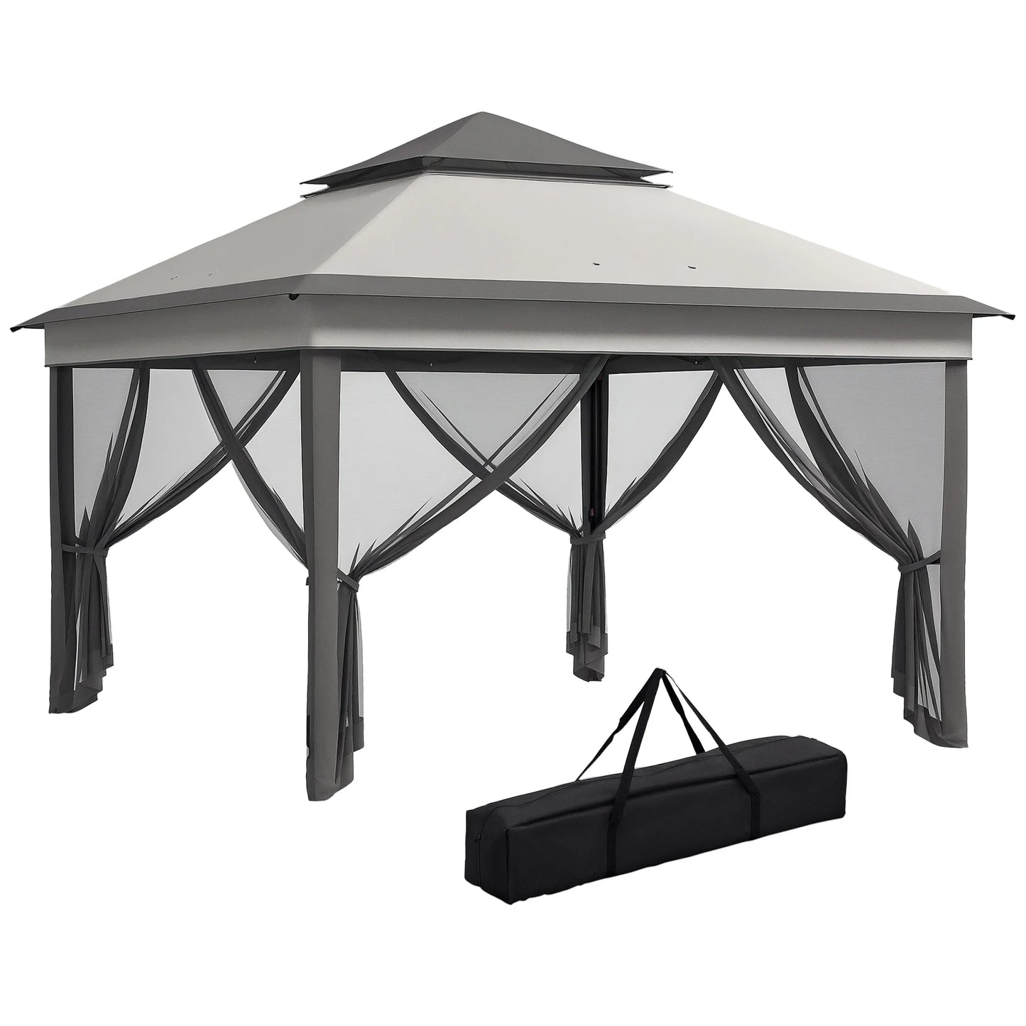 Outsunny 3 x 3(m) Pop Up Gazebo with Netting and Carrying Bag, Party Tent Instant Event Shelter, Height and UV-Resistant,, Beige