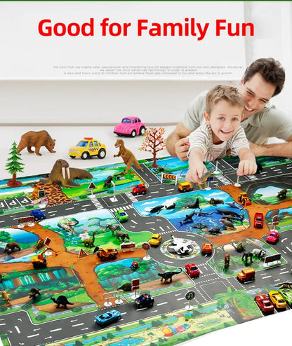 100x130 Kids Playmat Farm Road Portable Map Baby Educational Rugs Toddler Dinosaur Waterproof Play Mat Crawling Non-Toxic Carpet