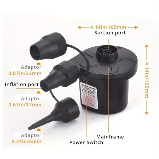 Portable Electric Air Pump with Multiple Nozzles for Quick, Suitable for Swim Ring, Pool Rafts and Inflatable Toys
