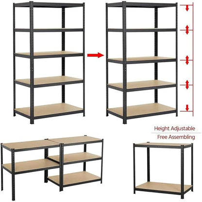 5 Tier Heavy Duty Galvanised Adjustable Shelf Racking Unit Storage Rack 875KG Capacity Metal Shelves Workshop, Shed, Office,Home