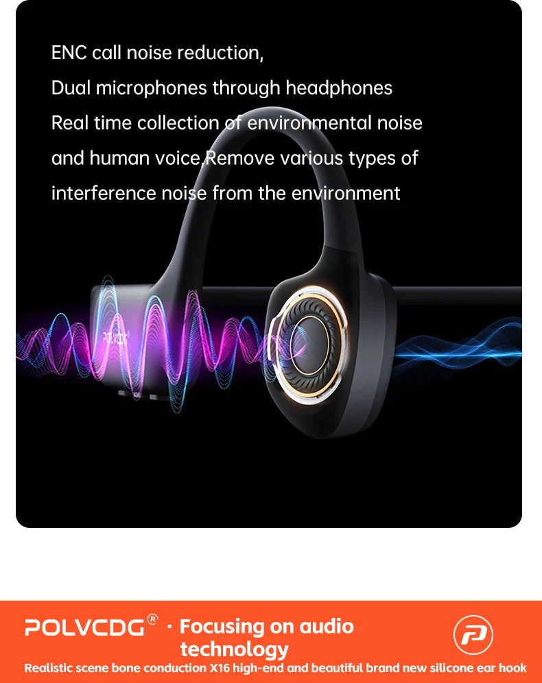 POLVCDG bone conduction swimming earphones IPX8 waterproof 32GB memory Bluetooth 5.4 silicone material 2025 new product x16
