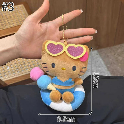 Kawaii Hello Kitty Keychain Cute Cartoon Bag Pendant Plush Doll Charms Car Key Ring Backpack Accessories Women Girl Gifts