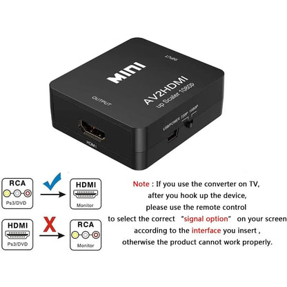 RCA To HDMI Converter with USB Cable 1080P AV To HDMI Adapter AV2HDMI AV/CVSB To HDMI-compatible AV To HDMI Switch HD-MI Adapter