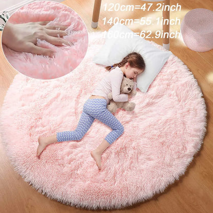 Super Soft Plush Round Rug Mat Fluffy White Carpets For Living Room Home Decor Bedroom Kid Room Decoration Salon Thick Pile Rug