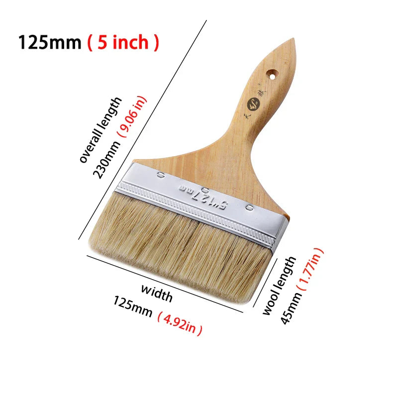 Pig White Mane Brush Wooden Handle Tool Decoration Paint Coating Latex Cleaning Barbecue Baking Painting