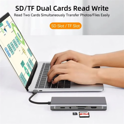 USB C HUB 4K 30Hz Type-C to HDMI-compatible USB 3.0 Adapter 11 in 1 Type C HUB Dock PD 87W USB C Splitter for MacBook Pro Air