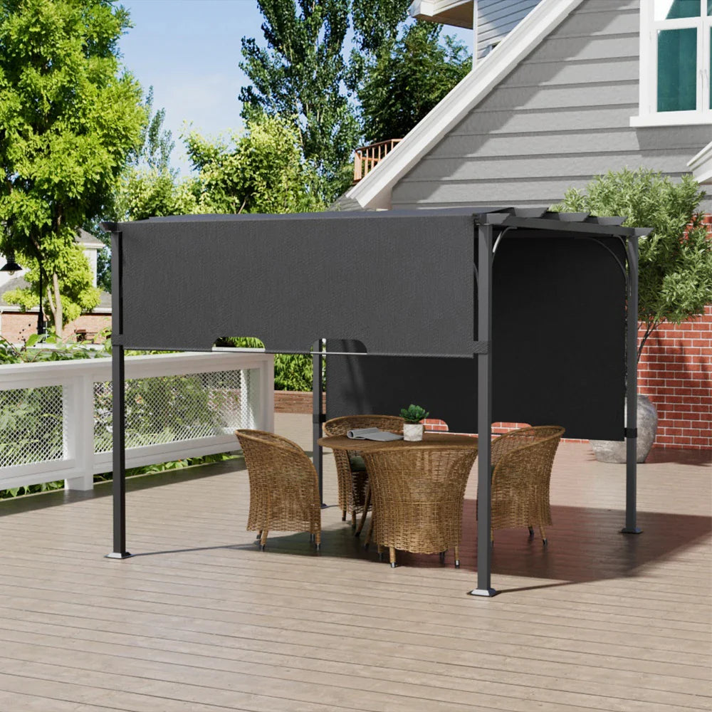 Voltsify Outdoor Pergola with Adjustable Canopy for Courtyard Terrace Garden