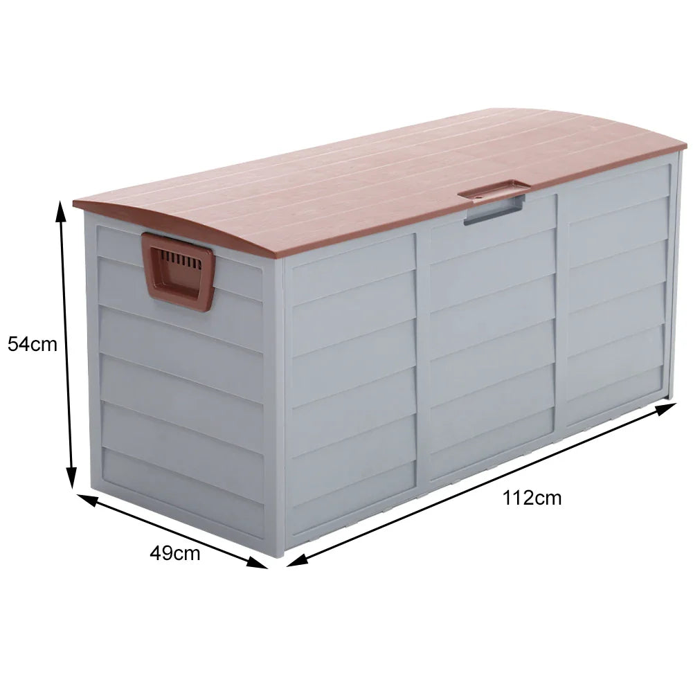 Voltsify 290L Waterproof Large Plastic Garden Storage Box with Lift-up Top  and Wheels