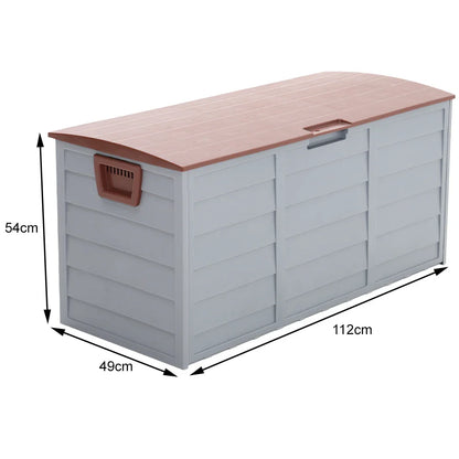 Voltsify 290L Waterproof Large Plastic Garden Storage Box with Lift-up Top  and Wheels