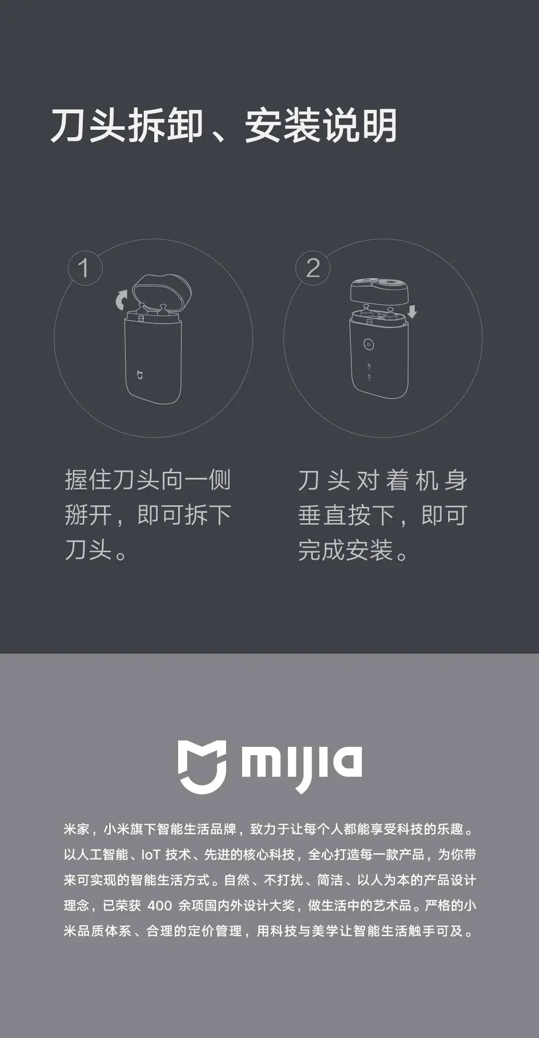 Mijia Shaver S100 Shaver Head Replacement S100 Electric Razor Head IPX7 Waterproof Shaving Machine Beard Trimmer Blade