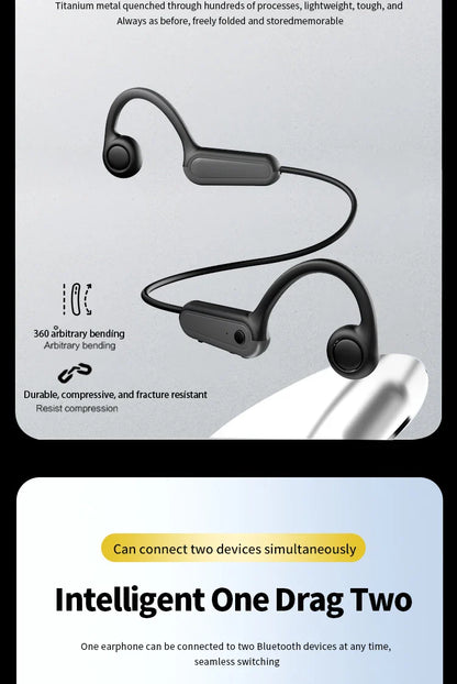 B8 True Bone Conduction Earphones Bluetooth 5.3 Sports Wireless Headphones Ear Hook IPX5 Waterproof Headset for Running Driving