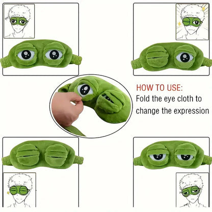 3D Sad Frog Sleep Eye Mask Travel Sleeping Eyeshade Cover Shade Eye Patch For Women Men Soft Portable Blindfold Naptime Eyepatch