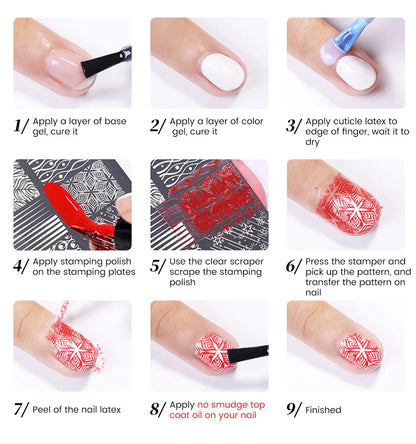 BORN PRETTY 10ml 25 Colors Nail Stamping Polish Nail Art Varnish with Peel Off Nail Latex Black White Colorful Stamp Polish