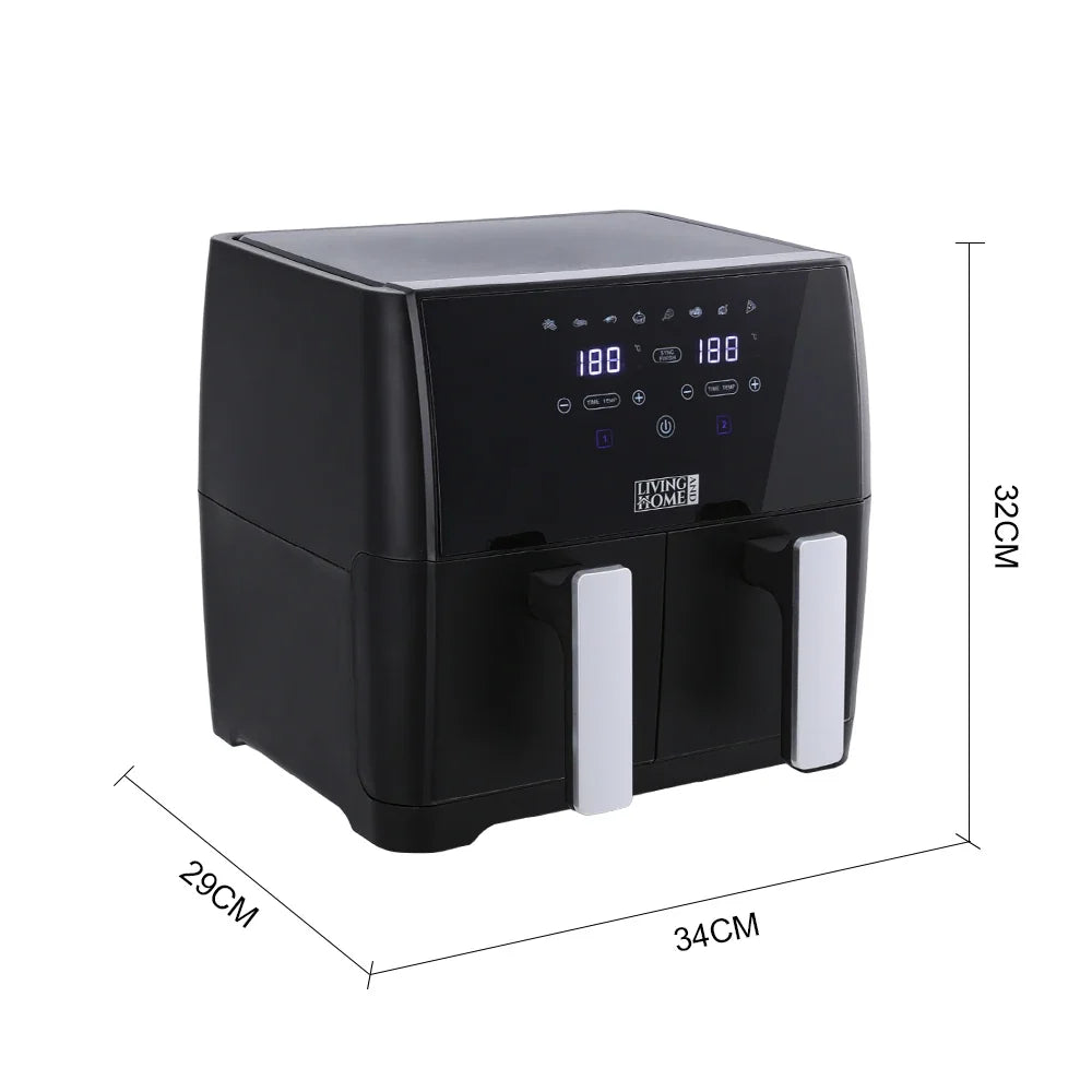KOMORE 8L 1700W Touch Screen Dual Basket Air Fryer 80°C-200°C Adjustable Temperature & 30min Timer Setting &Automatic Shutoff
