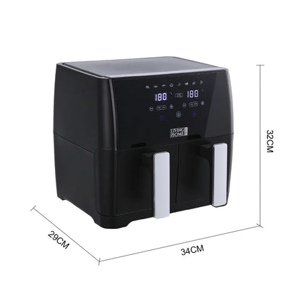 KOMORE 8L 1700W Touch Screen Dual Basket Air Fryer 80°C-200°C Adjustable Temperature & 30min Timer Setting &Automatic Shutoff