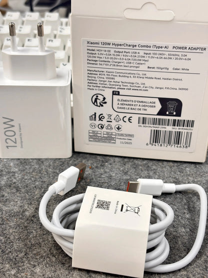 Original  Xiaomi 120W Charger Turbo Charge EU US Adapter 1M 6A Usb Type C Cable For Poco X5 X4 F5 Pro Mi 13 12 11 Lite Mix Fold
