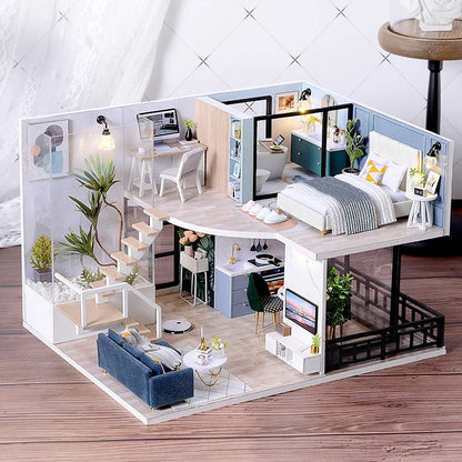 DIY Doll Houses Kits 3D Wooden Puzzles Mini Doll House Assembly Building Furniture Handmade Toys For Kids Birthday Gifts