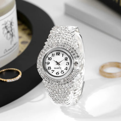 Elegant Full Rhinestone Women Watches Fashion Bracelet Bangle Ladies Quartz Wristwatch Reloj Mujer