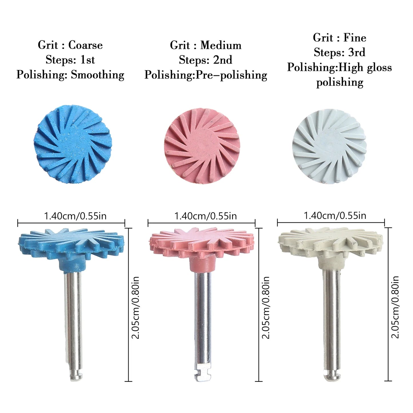 6Pcs/Set Dental Rubber Polisher Composite Resin Polishing Discs Diamond System Burs RA Dentistry Polish Wheel Spiral Flex Tools