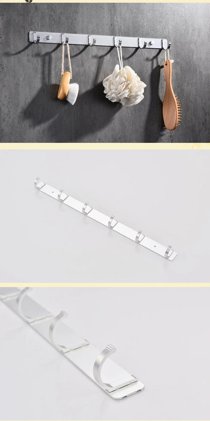Space Aluminum With Multiple Robe Hooks Hanging Clothes Key Storage Hooks Save Space Towel Rack With Hook Bathroom Accessories