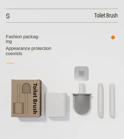 1 mini silicone toilet brush set, wall mounted and standing dual-purpose, soft silicone brush, easy to clean toilet corners