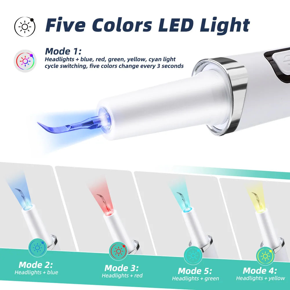Electric Ultrasonic Dental Scaler 5 Modes Calculus Oral Tartar Remover Tooth Stain Cleaner Teeth Whitening Oral Care
