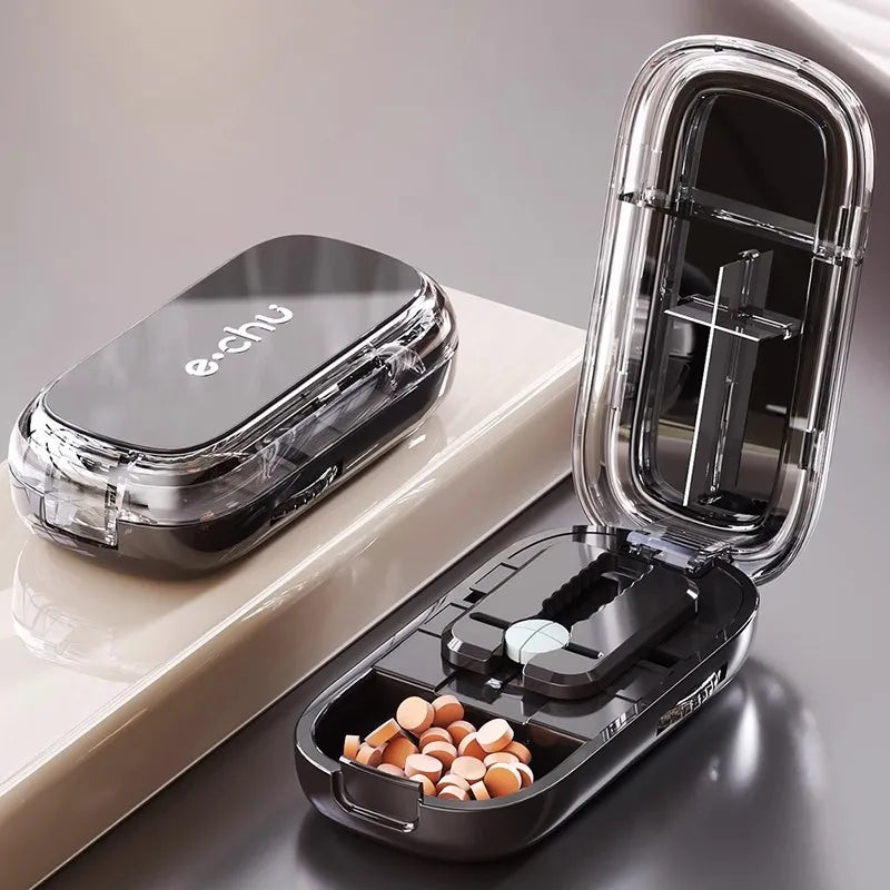 New Quartering Pill Cutter Storage Box Portable Drug Tablet Medicine Dustproof Divider Organizer Crusher Pill Cutter
