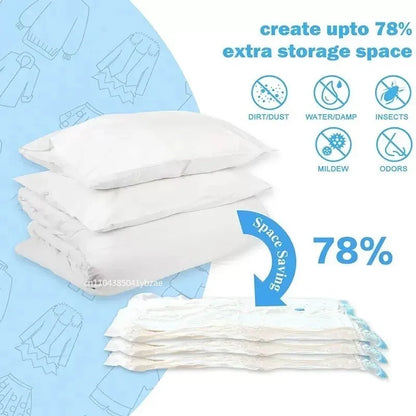 1-10pcs Thickened Vacuum Compression Bag,Transparent Quilt Vacuum Bags, Storage Bags, Household Clothing Storage and Sorting Bag
