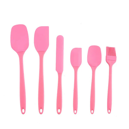 Silicone kitchenware 6-piece set, cream  scraper, spatula, oil brush, size scraper set baking tool，Non-integrated hand