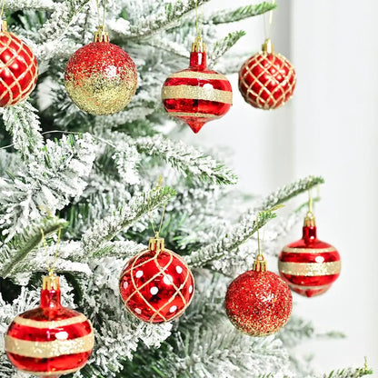 16PCs/Box 6cm Shiny Glitter Christmas Ball Ornaments Shatterproof Christmas Tree Hanging Ornaments Pendants Party Decorations