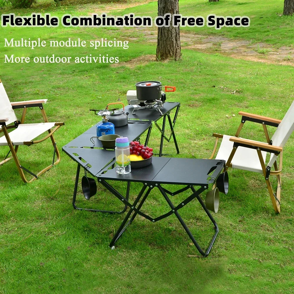 Portable Foldable Picnic Table, Lightweight Outdoor Camping & Beach Table with Hollow Edge, Hangable and Easy to Carry for Trave