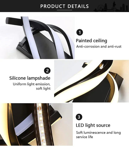 Curved Spiral Design LED Wall Lamp for Bedroom Bedside Corridor Living Room Staircase Corridor Lighting Fixture Home Decor Light