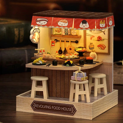 3D Puzzle Building Model Kit Wooden Miniature Doll House With LED Lights Assembled DollHouses Home Decoration Birthday Gifts