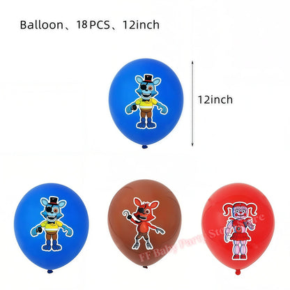 Five Nights Bear Birthday Party Decorations Plate Cup Backdrop Freddyed Balloon for Kids Party Favors FNAFs Event Supplies Gifts