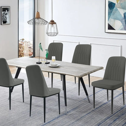 Durrafy High Back Dining Chairs 6-Piece Set, Modern Kitchen Side Chairs, Durable Metal Legs, Easy Cleaning for Daily Use