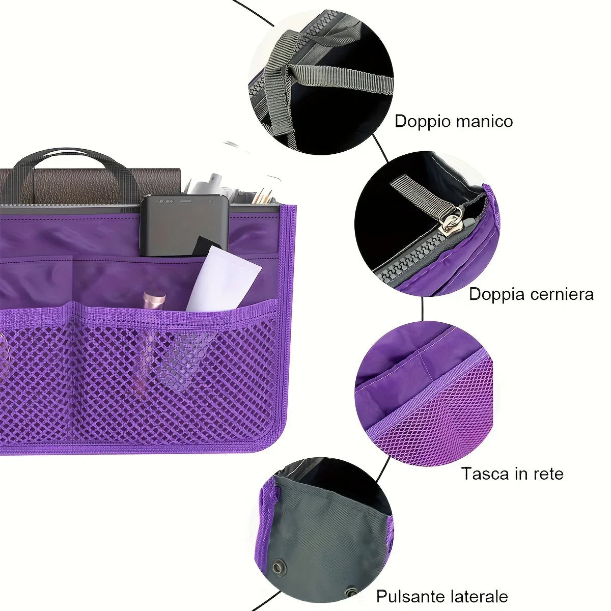Multifunctional Bi-fold Storage Bag Double Zipper Large Capacity Storage Arrangement Makeup Toiletries Large Classification Bag