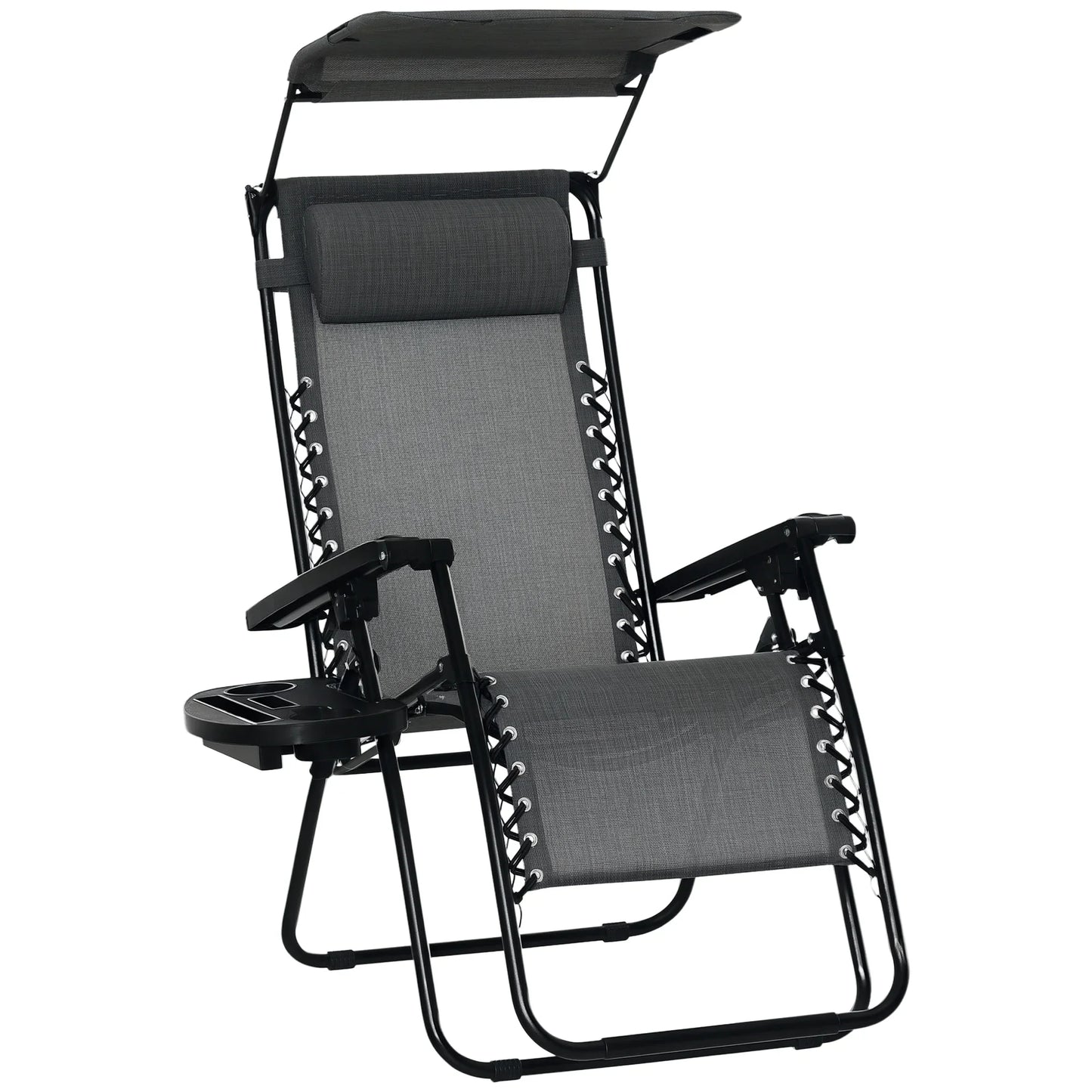Outsunny Foldable Reclining Garden Chair with Headrest, Zero Gravity Deck Sun Lounger Seat Chair