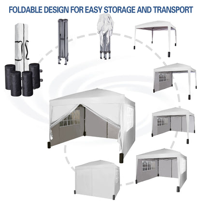 mcc direct Pop-up Gazebo 3m x 3m with Sides & 4 Weight Bags & Silver Protective Layer Waterproof Marquee Canopy WS