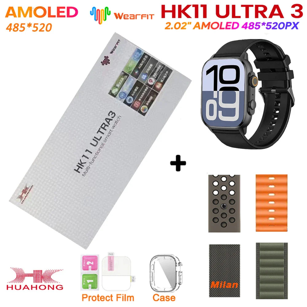 Upgrade Hk11 Ultra 3 Gen2 SmartWatch 4GB ROM AI ROBOT AMOLED Network 49mm G-Sensor ChatGPT NFC Compass GPS 3D Menu Music Watch